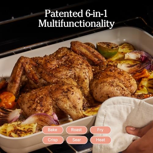 Image of Our Place Griddle Pan - Versatile Nonstick Ceramic Sheet Pan & Stovetop Griddle | Toxin-Free, Dual-Use, with Ergonomic Handles | 5 Qt Capacity, Oven Safe up to 450F | Steam
