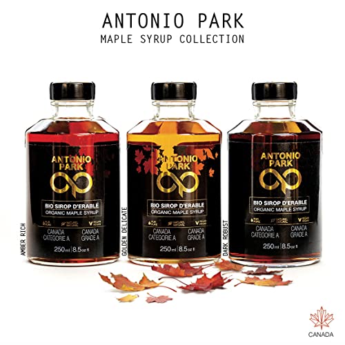 Antonio Park Maple Syrup (Golden Delicate, 8.5 Oz Fl) -- Natural, Canadian Made, Grade A, 100% Pure, Organic, Non Gmo, Vegan, Kosher, Gluten Free & Paleo Friendly,8.5 Ounce Fl #TOP4