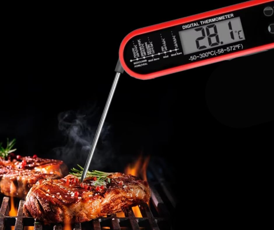Miniatura 5 de Termómetro digital para carne, a prueba de agua, de lectura instantánea para carne, para parrilla y cocina, termómetro de alimentos para cocina y