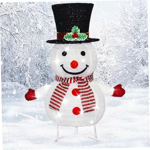 NIDONE Christmas Outdoor Decorations, 3D Light up Snowman Outdoor with LED Lights & Stakes Weather-Resistant Christmas Collapsible Snowman Yard Decor