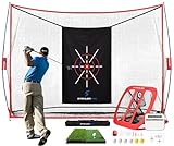 STAHLERPRO Golf Net Set with Practice Mat, 10x7ft Training Net with Chipping Net, 8 Tees, 6 Balls, Carry Bag, Impact Stickers, Ball Line Marker, Golf Training Set for Outdoor and Indoor Use