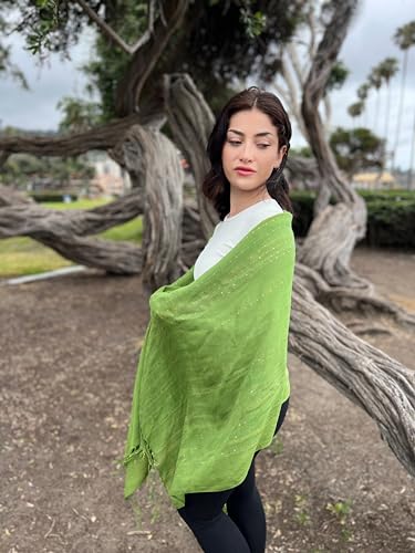 Humble Hilo Handmade Shimmer Thread Scarf or Shawl Large Lightweight Neckscarf Wrap for Women with Metallic Embroidery2