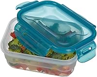 Amazon Basics Gefrierbehälter im Set, mit Deckel, luftdicht, auslaufsicher, stapelbar, für Kühlschrank/Gefriertruhe, BPA-frei, Kunststoff, mikrowellen- und spülmaschinenfest, 3 x 0.6 l, hellblau – Ansicht 4