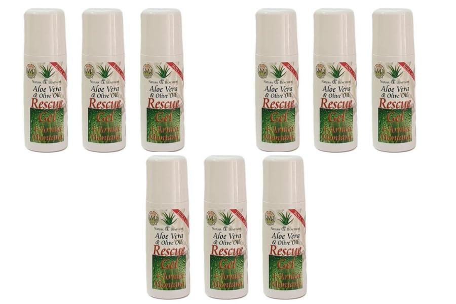 Roll On ResCue Gel Aloe Vera arnica Montana Con Efecto Inmediato Del Alivio Del Dolor Articulaciónes, Antinflamatorio, Cervicales Masaje Practico de Aplicar Alivia Tus Dolores Pack 9 Unidades