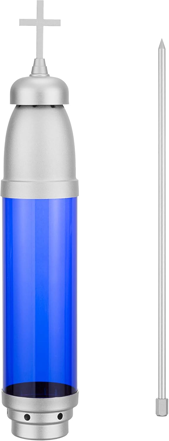 Cross for Cemetery Grave,Cemetery Candles for Grav,4"x36",Cemetery Memorial Light Candle Holder Standard Spike, Extended Style (Silver Blue Latin Cross) - Image 5