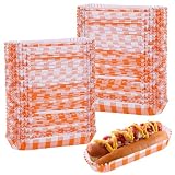 LMTNNB 300Pcs Hot Dog Trays, 6'' Paper Food Trays Eco Friendly, Rectangular White Fluted Hot Dog Tray, Disposable Food Tray for Sandwiches and Hamburgers Hot Dog Cart Accessories