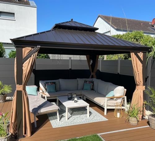 PURPLE LEAF Hardtop Gazebo 12' X 12' Metal Roof with