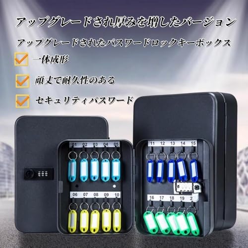 ITMEAT キーボックス 壁掛式 おしゃれ 大容量 鍵収納 金属製 鍵管理 マグネット ロック付き コンパクト オフィス 寮 不動産企業適用 壁掛け 取っ手付き タグ付き 手提金庫 鍵保管 セキュリティー 72鍵 (36鍵,壁掛式) [3]