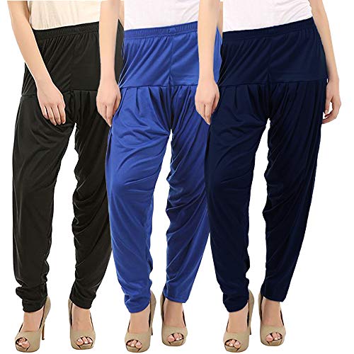 Image of Buy That Trendz Combo Offer (Pack of 3) Cotton Viscose Lycra Dhoti Patiyala Salwar Harem Bottoms Pants for Womens (White, Maroon, Black)