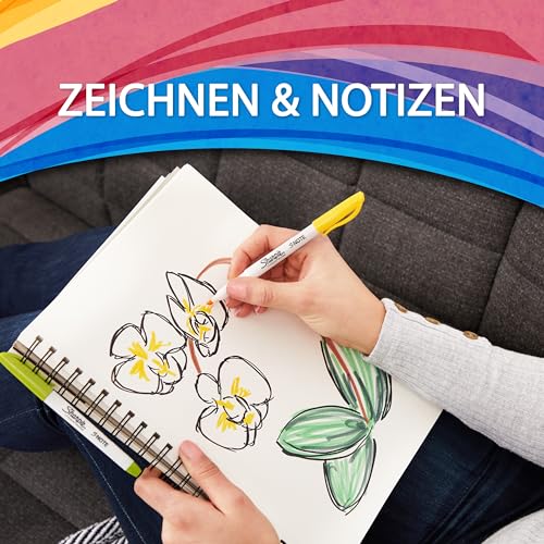 Sharpie S-Note Textmarker & Kreative Markerstifte | SchreibenMalenMarkieren & Mehr | gemischte Pastellfarben | 2-in-1 Keilspitze (Breit & Fein) | 4 Stück Highlighter