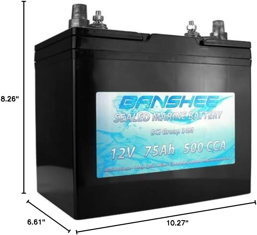 Banshee Deep Cycle Sealed AGM Marine Battery Group 34