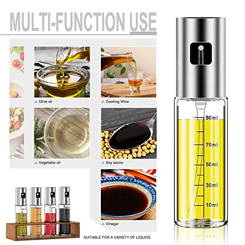 Image of BIGTONE Plastic Oil Sprayer for Cooking, 2Pack 100ml Olive Oil Spray Dispenser Bottle, Transparent Vinegar Mister for BBQ, Salad, Baking, Roasting, Grilling, Air Fryer