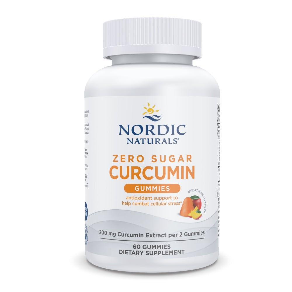 Nordic Naturals Zero Sugar Curcumin Gummies, Mango - 200 mg Optimized Curcumin Extract - 60 Gummies - Great Taste - Antioxidant Support, Healthy Metabolic Balance - Non-GMO, Vegan - 30 Servings