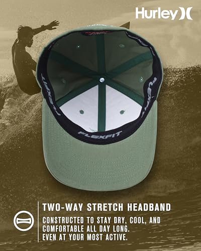 Image of Hurley Mens Textured Fitted Baseball Cap, Moisture Wicking, Curved Brim