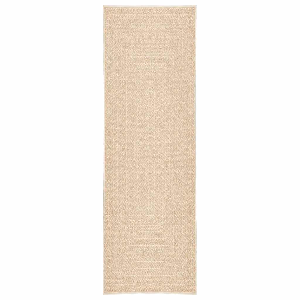 Tapis extérieur aspect jute résistant et imperméable en beige 80x250 cm