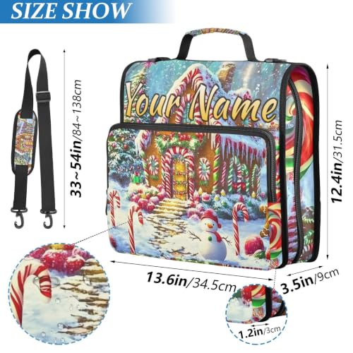 Image of Custom 3 Ring Zipper Binder Christmas Candy House Gingerbread Personalized Name 1.5 Inch Binders Large Capacity Multi Pockets for School Office Supplies