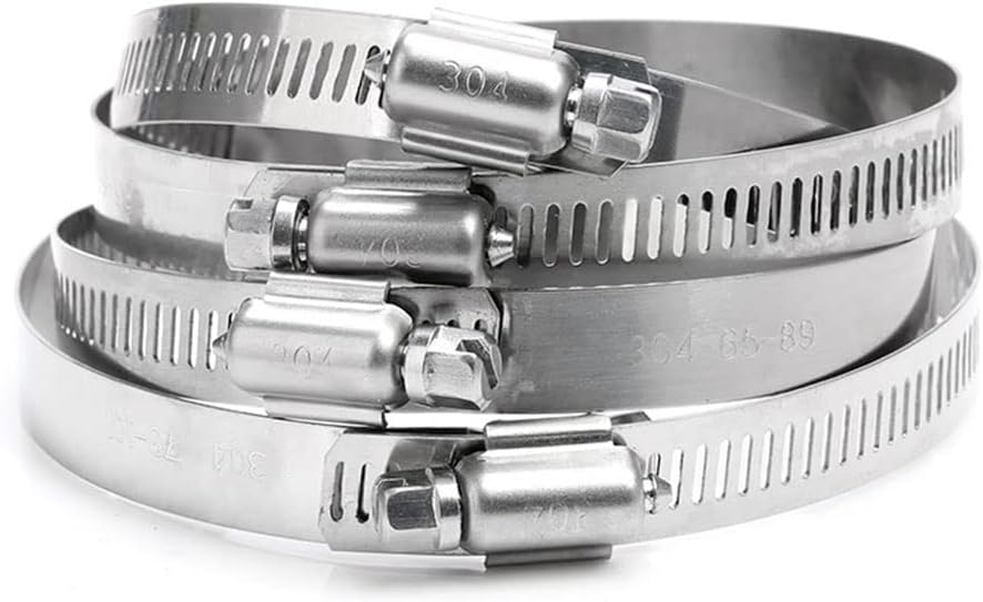 10pcs Adjustable Stainless Steel Hose Clamps - Durable Worm Drive Pipe Clips for Secure Hoses and Tubes(130-152mm)