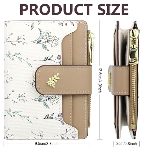 Womens Wallet Cute Small Wallets for Women Thin Green Women's Wallet Kawaii Flower Card Wallets for Women Ladies(# P Brown Flower Wallet for Women)2