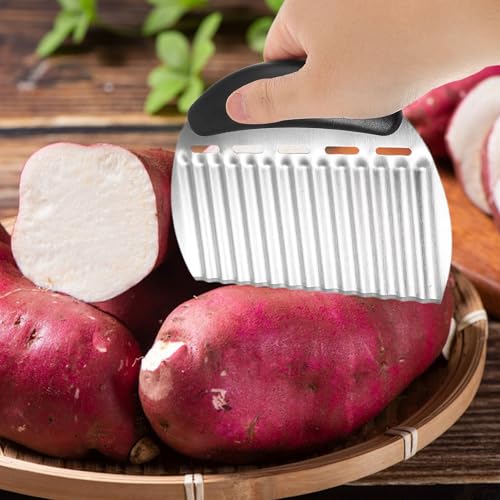 Cortador de ondas metálico UKCOCO para papas y verduras miniatura 6