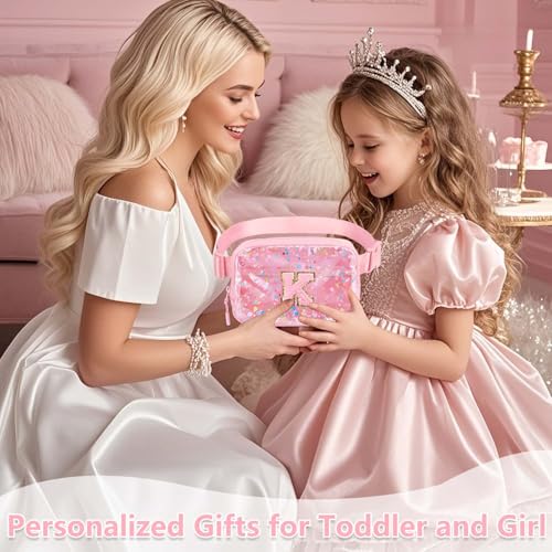 Image of Initial Fanny Pack for Girls - Belt Bag for Teens Kid Teen Girl Kid Birthday Gift Pink N