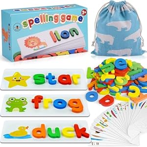 BEESTECH Alphabet ABC Learning Educational Toys for 2 3 4 5 Years Old Boys Girls, Wooden Puzzle Flash Cards Preschool Activity Letter Matching Games for Kids Toddlers