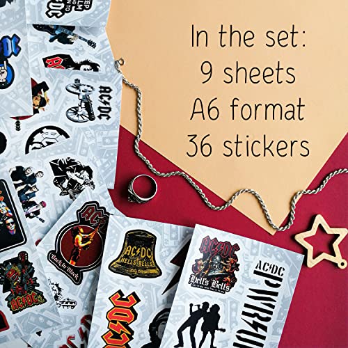 Image of Rock Band Stickers for Adults, 80s Rock Guitar Decals, 36 Pieces Waterproof Stickers for Laptop & Skateboards, Gifts for Women & Men