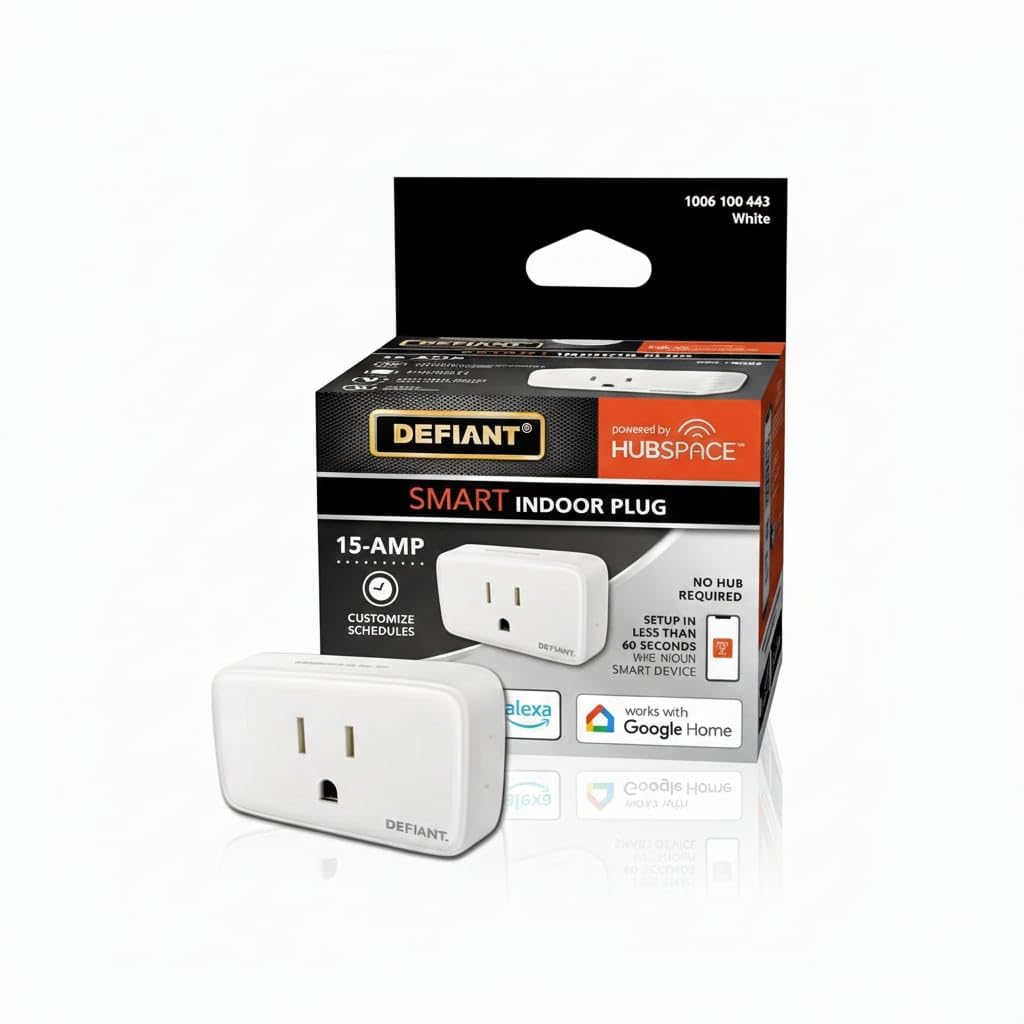 Smart Indoor Plug, 15A Wi-Fi & Bluetooth Outlet with Remote Control, Timer and Schedule Function, Works with Voice Assistants, No Hub Required, Compact Space-Saving Design, 120V White