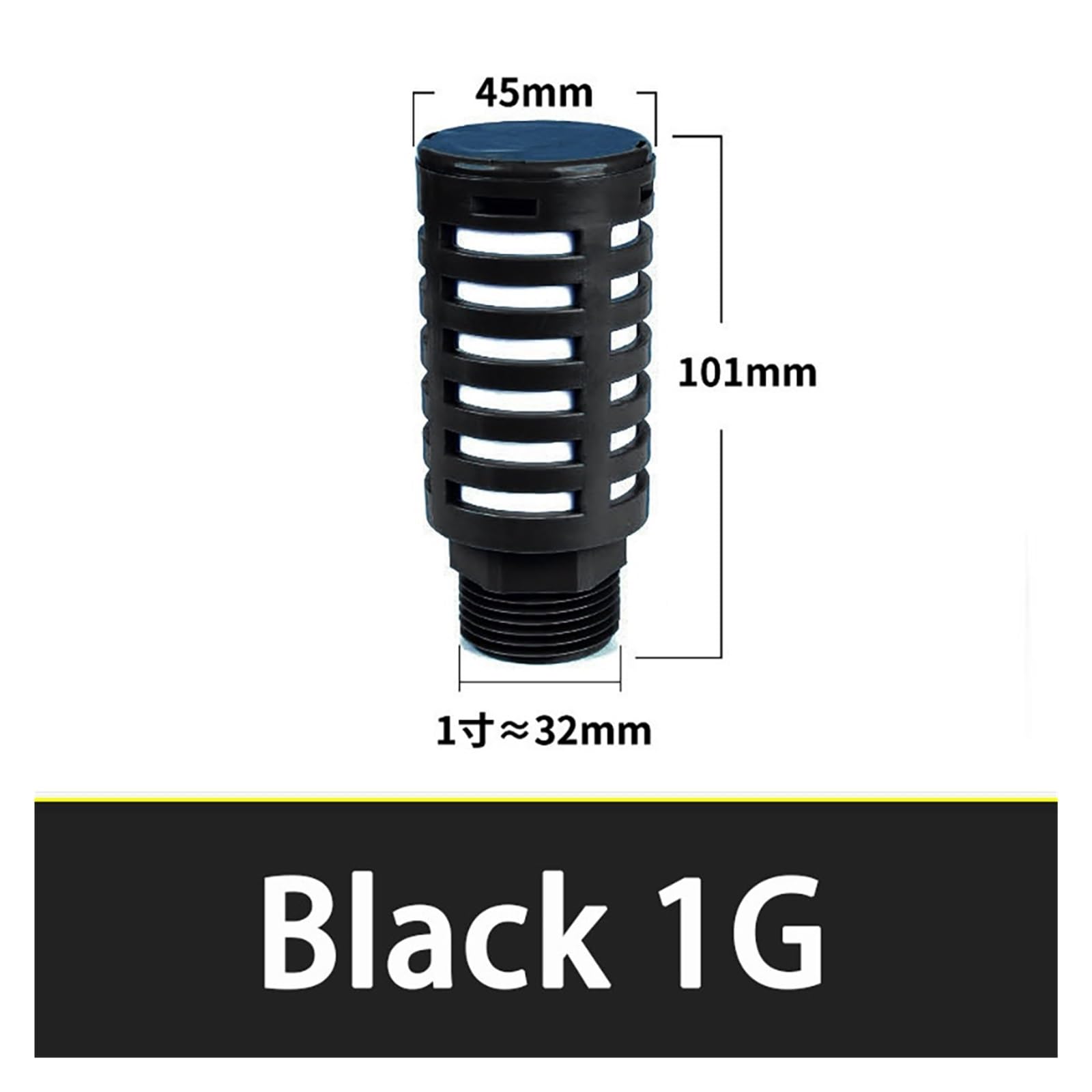 Silencieux pneumatique Lot de 1 à 10 silencieux d'échappement en plastique, filtre anti-bruit pneumatique, filetage mâle 1/8, 1/4, 3/8, 1/2, for électrovanne(G1-Black,Quantityx5)