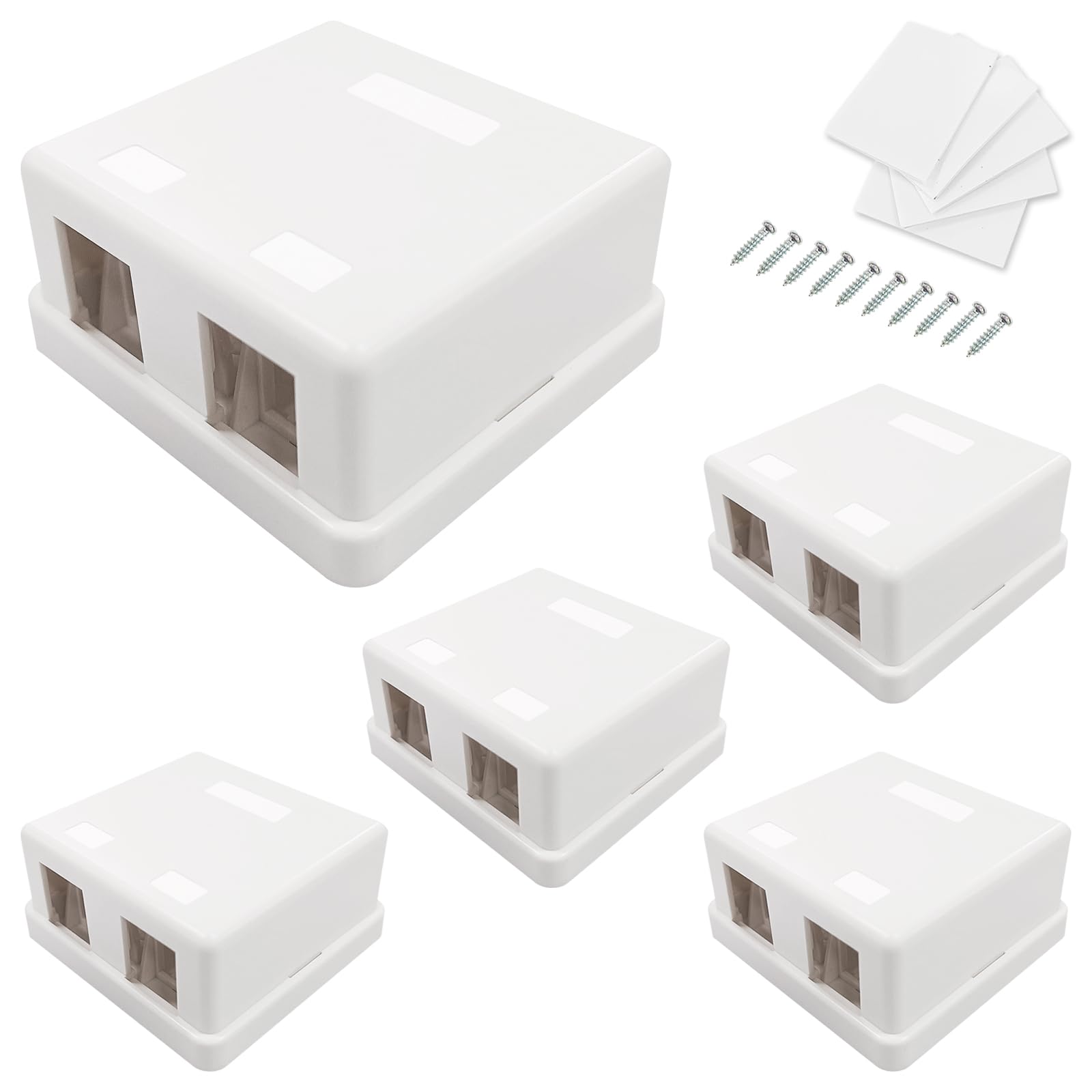 Boîtier de montage réseau 2 ports 5 pièces compatible avec prise Keystone Cat6/Cat5e/Cat5 (2 ports)