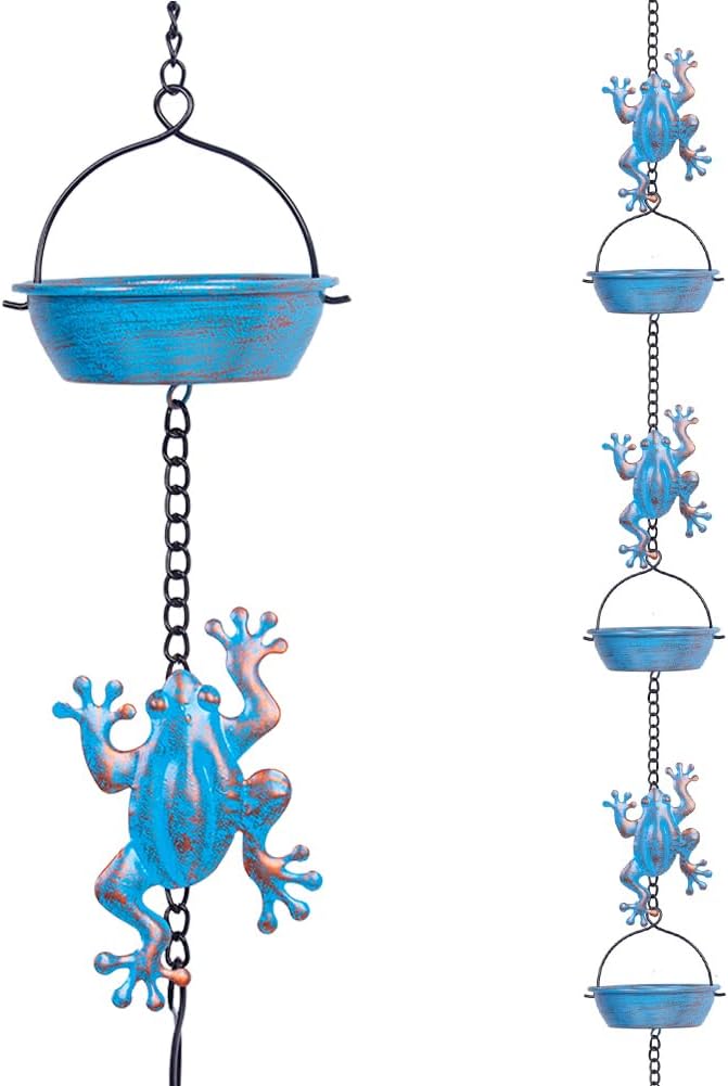 Rain Chains for Outside, 12 Cups Rain Catcher Chain Replacement Downspout for Gutters, Adjustable Length