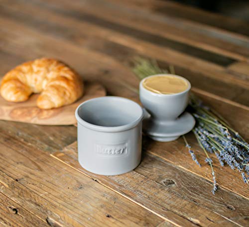 Butter Bell - The Original Butter Bell Crock by L. Tremain, French Ceramic Butter Dish, Café Matte Collection, Stone