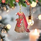 Personalized Indian Saree Ornament, 2D Acrylic or Wood Material, Traditional Dress Design with Custom Name...