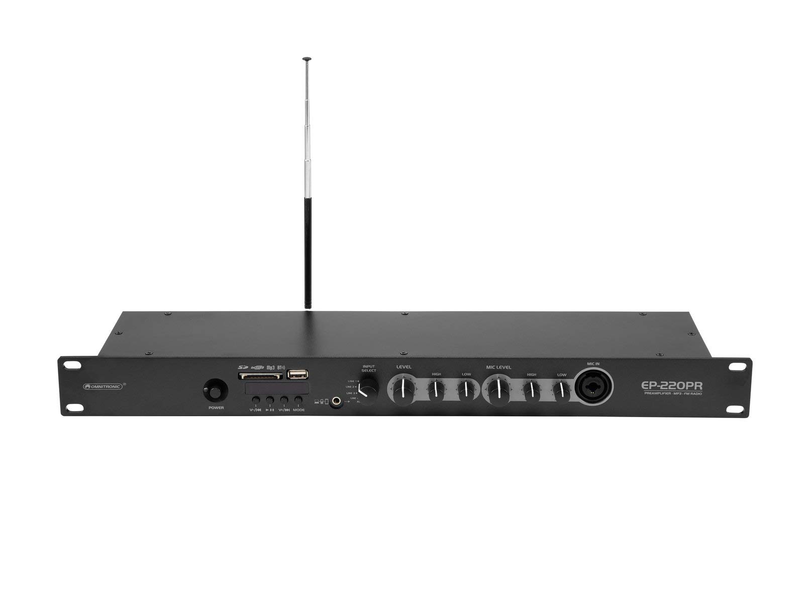 OMNITRONIC EP-220PR Vorverstärker mit MP3-Player, Bluetooth und FM-Radio