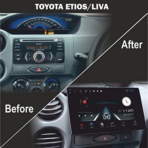 Image of 9 Inches Advanced Car Radio Receiver Android System for Toyota Etios Liva with 2GB /32GB RAM & ROM, Gorilla Glass /Full HD Display /WiFi /GPS /Steering Wheel Connectivity and HD Parking Camera