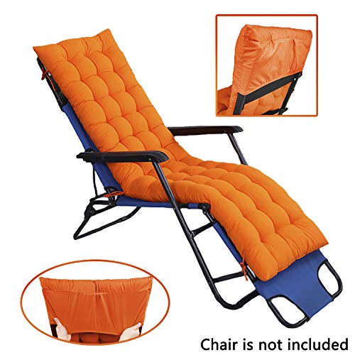 SHGDDYSB Cojín para tumbona, cojines para muebles de jardín con cubierta antideslizante para patio acolchado grueso y asiento reclinable para viajes, vacaciones, jardín, interior y exterior, naranja