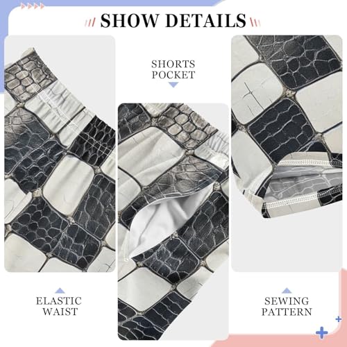 Boys' Pants Black White Checkered Snake Scales Long Bottoms Jogger Pants Elastic Waist Trousers with Pockets S-XL4