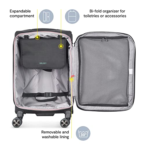 DELSEY PARIS Helium DLX Softside Expandable Luggage with Spinner Wheels, Navy Blue, Carry on 20 Inch3