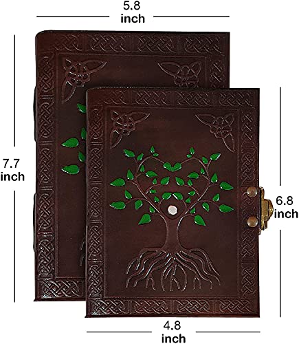 Hand Painted Tree Of Life Leather Bound Journal For Men Diary Notebook Leather Women Small Gift For Him Her #TOP1