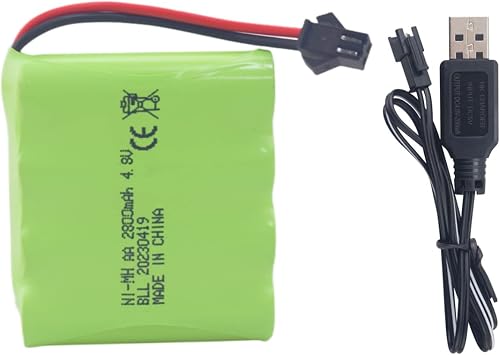 4.8V 2800mah AA Rechargeable Battery with SM-2P Plug with USB Charging Cable for SY-E511 RC Excavator car Truck Engineering car E562 TD141 RC car Toy car Battery