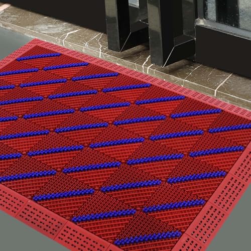 PNJKGY ���փ}�b�g ���O �W���C���g�}�b�g �唻 �S���}�b�g ���ׂ�~�߃V�[�g ����~�� �����h�~ �a���� �ϖ��Ր� PVC �f�ނō���Ă��� �����ق���̏����Ɍ��ʓI �g�ݗ��Ă��ȒP �Ɩ��p �X�ܗp���փ}�b�g(���b�h+�u���[ �u���V,90x12