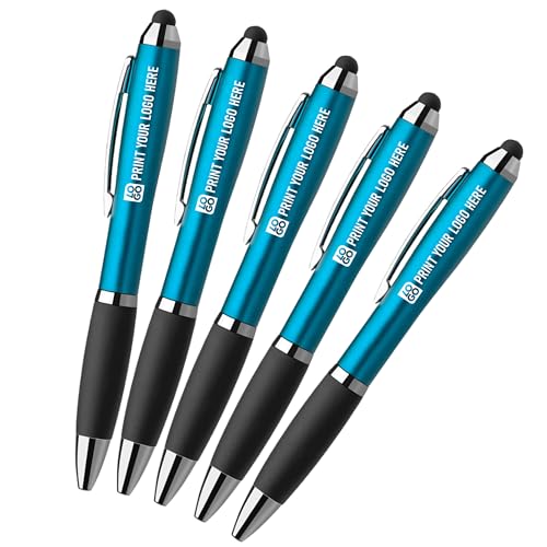Custom Stylus Pens – Click-Action Ballpoint for Touchscreens, Personalized Marketing Tools to Boost Brand Awareness & Customer Engagement (Teal, Qty 500)