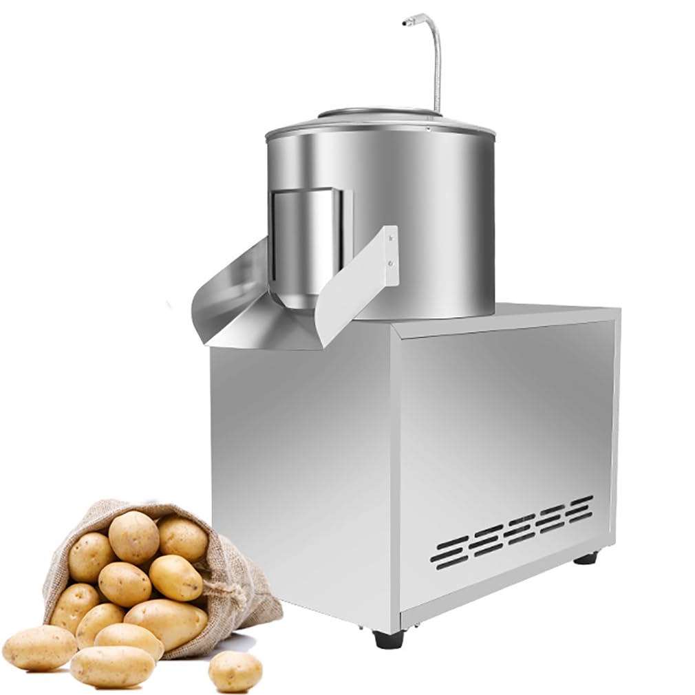 Peladora de patatas eléctrica comercial, peladora automática de patatas de 1100 W, lavadora peladora de patatas de acero inoxidable de 240 kg/hora, para pelar patatas dulces con jengibre y taro