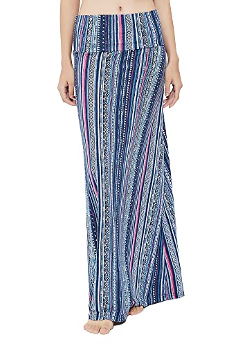 Image of Urban CoCo Women's Stylish Spandex Comfy Fold-Over Flare Long Maxi Skirt