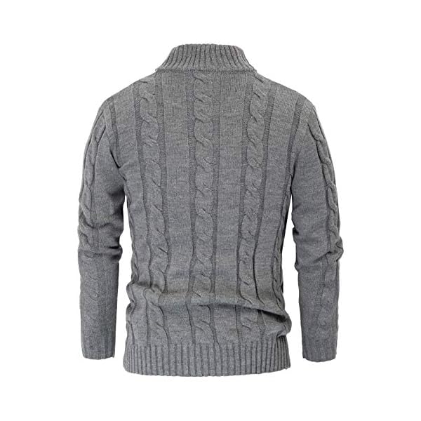 PJ PAUL JONES Men's Sweater Basic Cable Knitted Cardigan Sweater with Twisted Pattern Size XL Grey - Image 4
