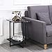 FIVEGIVEN Sofa Side Table End Table with Storage Small Coffee Table Square Black Marble Top Metal Frame for Bedroom Living Room