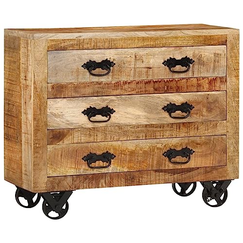 Buffet avec 3 tiroirs 80x30x65 cm bois de manguier brut massif