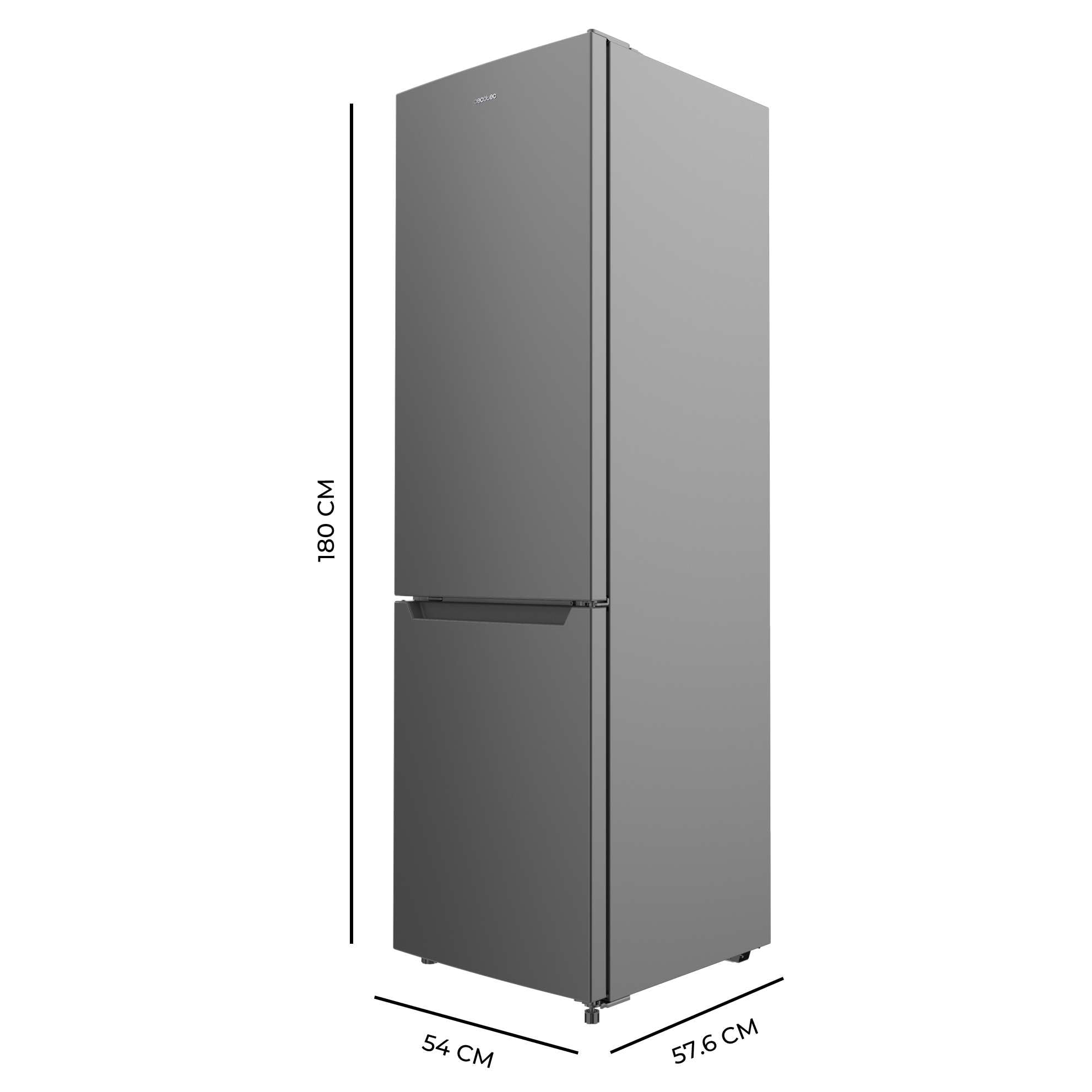 Cecotec Kühl-Gefrierkombination Bolero CoolMarket Combi 250 Dark D. Inverter Plus Kompressor, Dunkler Edelstahl 180X55Cm, 250L, No Frost, Klasse D, Multi Air Flow, Fast Cooling, Humidity Box Schublade