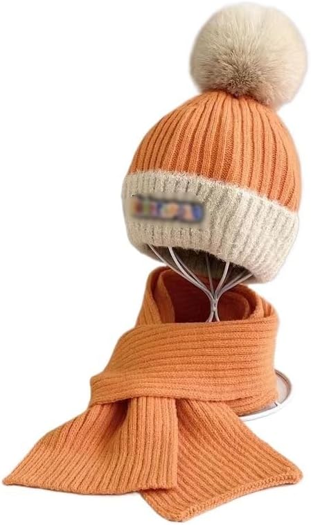 Classic Winter Hat,Thermal Hats,Winter Hats,Hat Scarf Set Pompom Cartoon Girl Boy Winter Hat for Warm Knitted Girls Beanie Cap for Children Aged 3-9 (Color : I, Size : 3-9 Years)