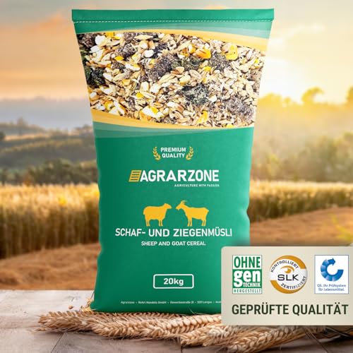 Agrarzone Schaffutter Ziegenfutter Müsli 20 kg - Artgerechtes Kraftfutter Schafe, Ziegen & Lämmer - 100% gentechnikfrei und staubfrei - Hergestellt in Österreich