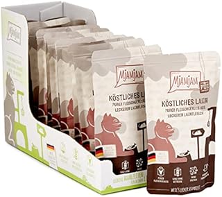 MjAMjAM - premium wet food for cats - Quetschie - pure meat enjoyment - delicious pure lamb, pack of 12 (12 x 125 g), grain-free with extra meat